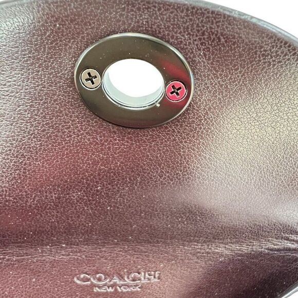 Coach Rare NWOT Dual Card Case Red Metallic Leather Card Case & Key Ring - Picture 6 of 12